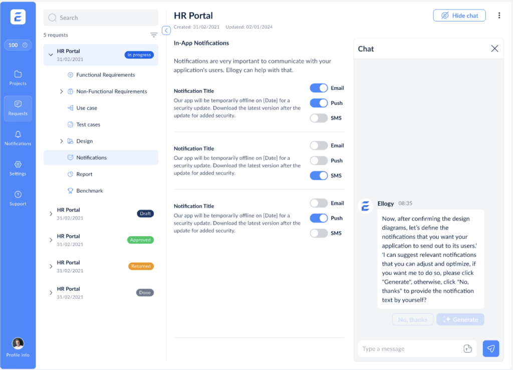 Ellogy Notification View